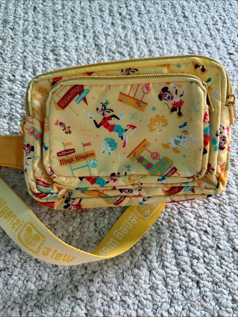 Disney Yellow Magic Kingdom Play in the Parks Character Crossbody or Belt Bag